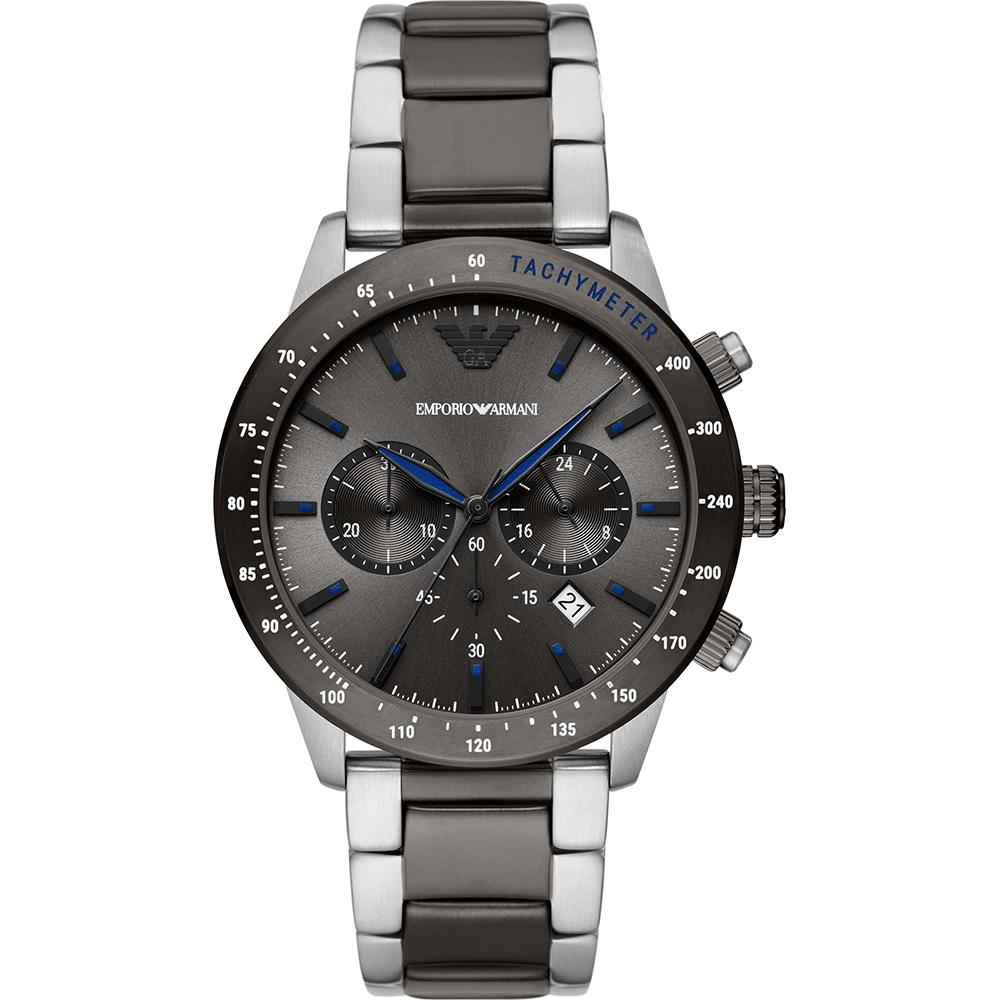Emporio Armani Мужские кварцевые часы-хронограф Mario Grey Grey Metal AR11391