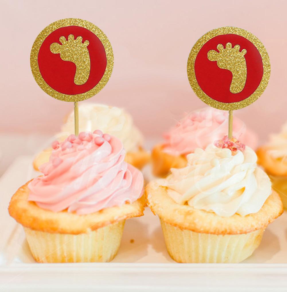 Дарлинг Сувенир| Блеск Baby Foot Baby Shower Toppers для капкейков | Десертные украшения - упаковка