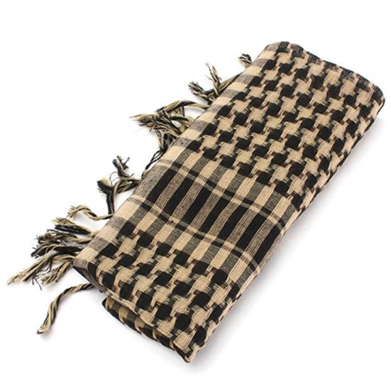 Unisex Scarf Cotton Shawl with Tassels Plaid Pattern Keffiyeh Scarf for Winter Work Street Wear