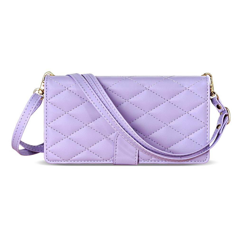 For iPhone 17 Pro Max Case Rhombus Stitching Leather Wallet Phone Cover with Long/Short Strap