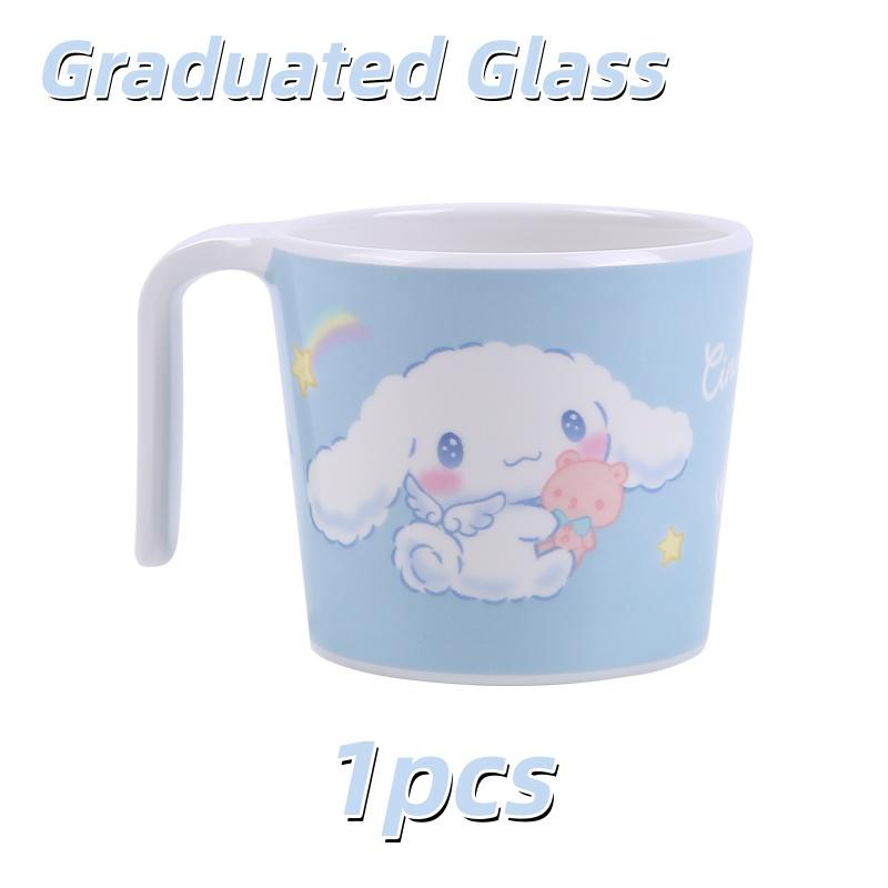 1 шт. Посуда Sanrio Cinnamoroll, мультяшная тарелка для завтрака, защита от падения, защита от ожогов, нескользящая ручка-кружка, ложка, миска, столовые приборы с кружевом