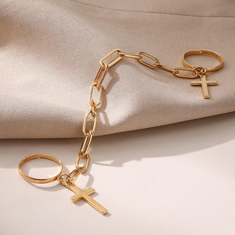 Браслет-цепочка в стиле панк с геометрическим узором для женщин, кольцо с подвесками, набор для пары, модные ювелирные изделия в стиле эмо, подарки, Pulsera Mujer