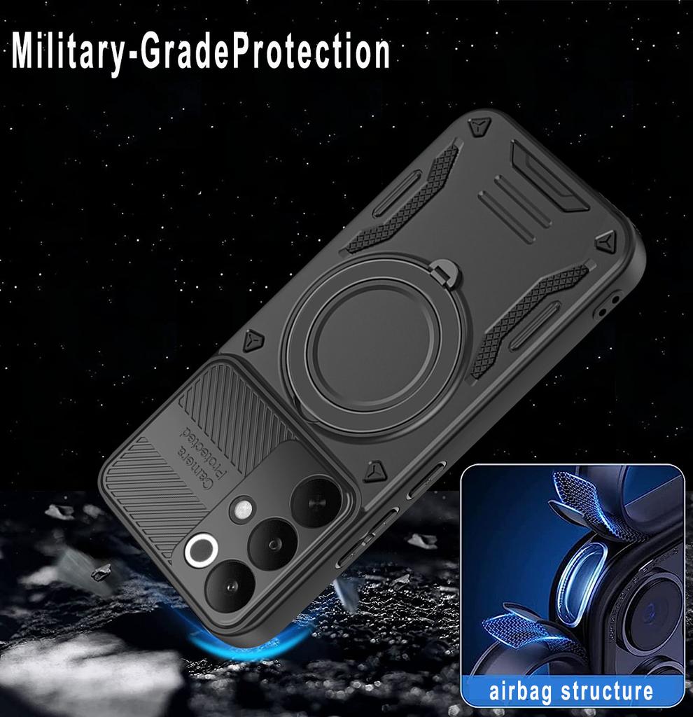 Для Realme C85 Pro 4G Магнитный чехол Ударопрочный ТПУ + ПК Задняя крышка телефона с подставкой