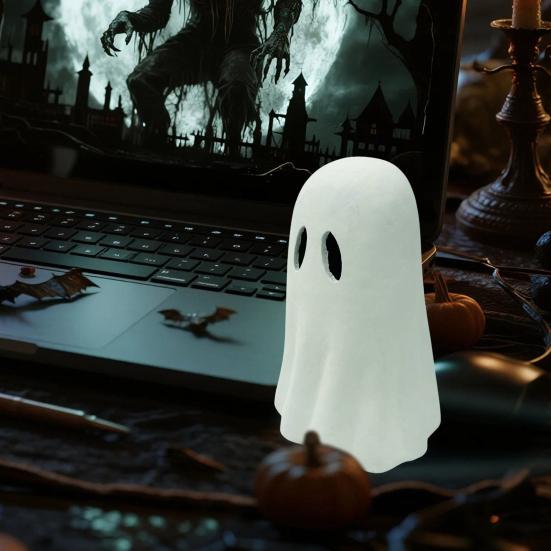 Фигурка призрака на Хэллоуин, жуткая маленькая белая статуэтка призрака из смолы, настольное украшение для дома на Хэллоуин, для украшения полок и столов.
