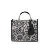 DakS Navy Flower Embroidery Jacquard Tote Bag S Dcba6f654n2
