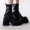 Spice Girl High Heel Waterproof Platform Thick Heel Short Boots Women's 2025 Autumn Black Medium Tube Skinny Boots Martin Boots Ins