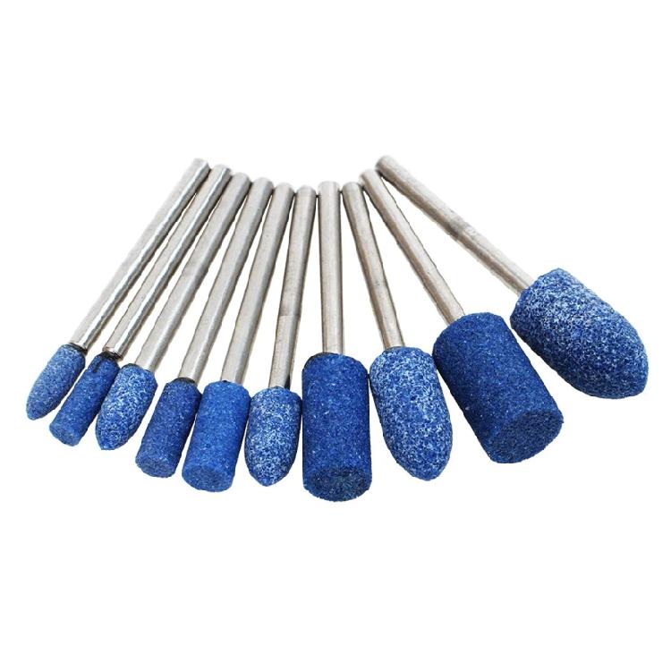 10 Pcs Professional Blue Abrasive Stone Polishing for Head Mounted 3mm Shank Too