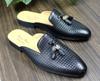 Модные мужские роскошные мюли из натуральной кожи коричневого, синего и черного цветов - Модные плоские повседневные мокасины для мужчин