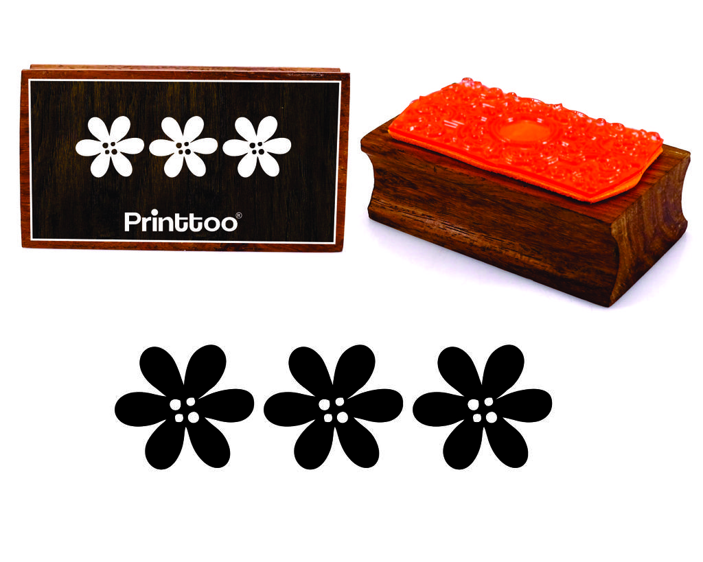 Printtoo Цветочный узор Прямоугольная деревянная резиновая печать Блок Scrap-Booking