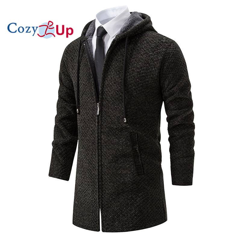 Cozy Up Новый свитер с длинными рукавами, мужской утепленный флисовый вязаный кардиган средней длины