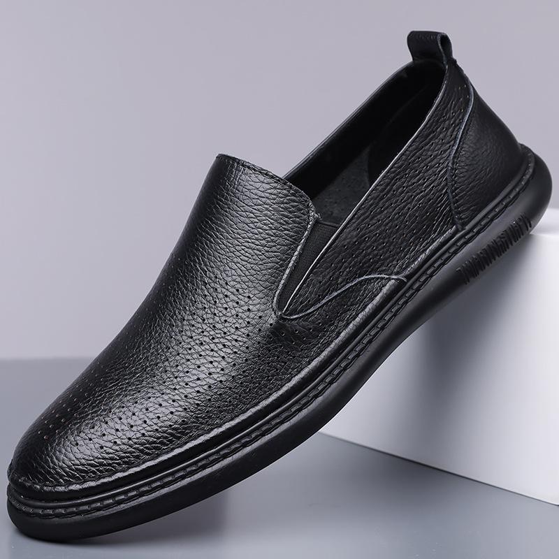 Fashion Summer Autumn Solid Color Breathable Hallow Leather Shoes for Men Fashion Causal New Designer Light Loafers Shoes Man