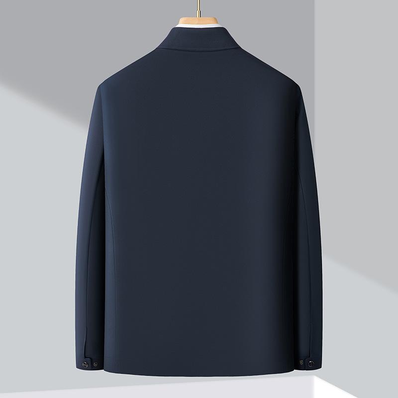 Пиджак для папы, мужской, нового стиля, для руководящих кадров среднего и пожилого возраста, административный, однотонный, с лацканами, весенне-осенний, шерстяной пиджак