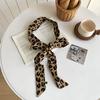Leopard Print Long Silk Scarf Retro Neck Protector Scarf Small Wrist Millennial Fashion Streamer Belt Belt Tied Hair Band