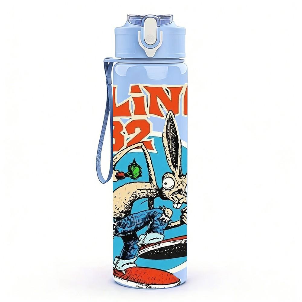 1PC Bunny Blink Animal Print 750ml sports water bottle leakproof straw lid outdoor office home