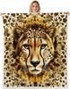 GUOYU Blanket Wild Cheetah Kids Throw BlanketLeopard Yellow Rose Floral Bed BlanketAnima Flower Heart Girls Boys Sofa DecorYellow Black