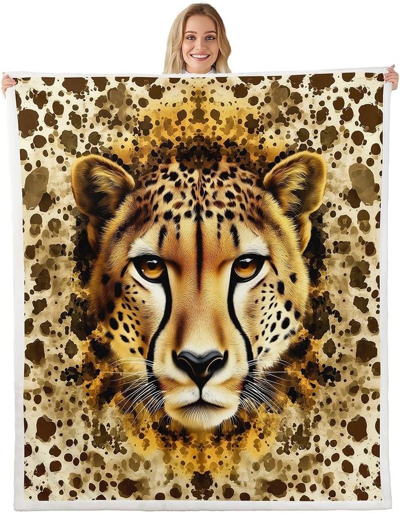 GUOYU Blanket Wild Cheetah Kids Throw BlanketLeopard Yellow Rose Floral Bed BlanketAnima Flower Heart Girls Boys Sofa DecorYellow Black