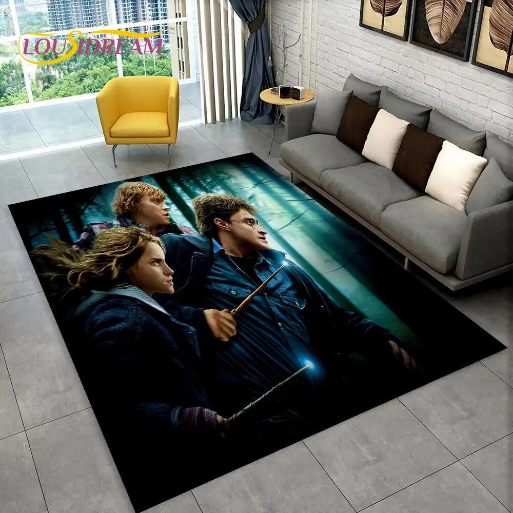 3D P-Potter Magic Academy Movie HD Rug Carpet for Living Room Bedroom Home Decor,Floor Mat Non-slip for Sofa Doormat Gift Kids