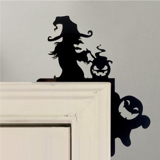 Угловая табличка на дверь на Хэллоуин, деревянная черная тыква, ведьма, паутина, замок, дверной топпер