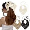 Floral Hair Bandana Knitted Head Kerchief Women Bandana Handmade Crochet Hair Scarf Triangled Headband with Ties