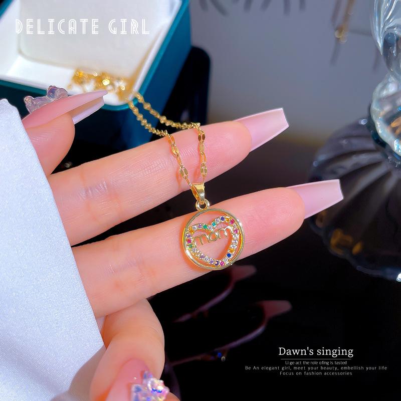 316L Stainless Steel Fashion Heart Pendant Necklace For Women Lovers Clavicle Chain Chocker Female Cute Zircon Charm Jewlery Gifts