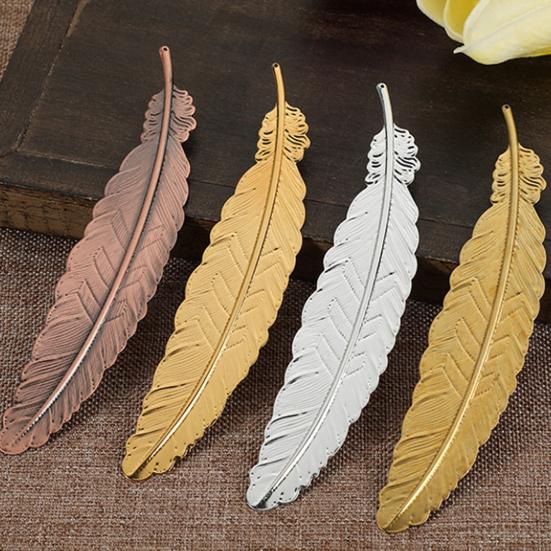 Anti Fade Bookmark Electroplating Brass Exquisite Feather Bookmark Stationery for Daily