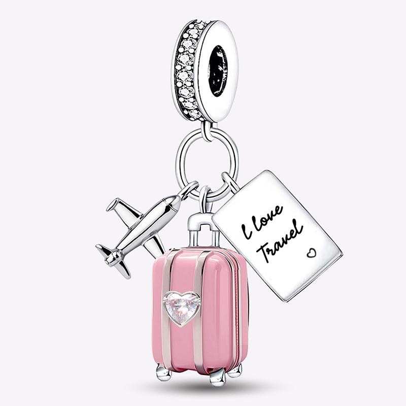 Подходят для браслетов Pandora Оригинальные Подвески Любовь Сердце Цветок Четырехлистный Клевер Черепаха Медные Шармы Бусины Сделай Сам Ювелирный Подарок на День Рождения