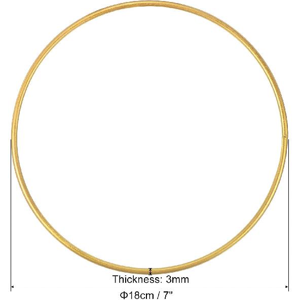 PATIKIL 7 Inch Round Metal Floral Hoop, 2 Pcs Plated Wreath Frame Macrame Ring, for Wedding Geometric Decor Party Wall Hanging, Gold Tone