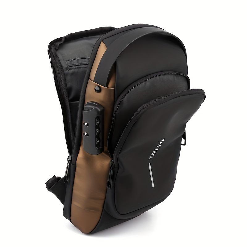 Элегантная мужская сумка через плечо из искусственной кожи с защитой от кражи — зарядка через USB, стильный принт и застежка-молния