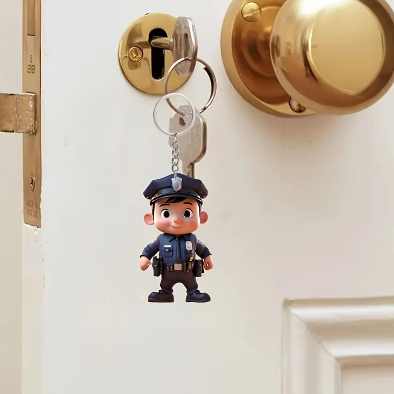 Новый акриловый брелок с рисунком полиции, 2D-брелок с плоским узором, подарок на День благодарения, Рождество, День святого Валентина, тематический рюкзак-подвеска своими руками