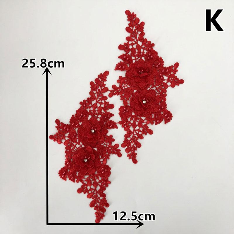 1 Pair Wedding Bridal Sew On Hollow Flower Lace Trim DIY Patches Embroidery Applique 3D