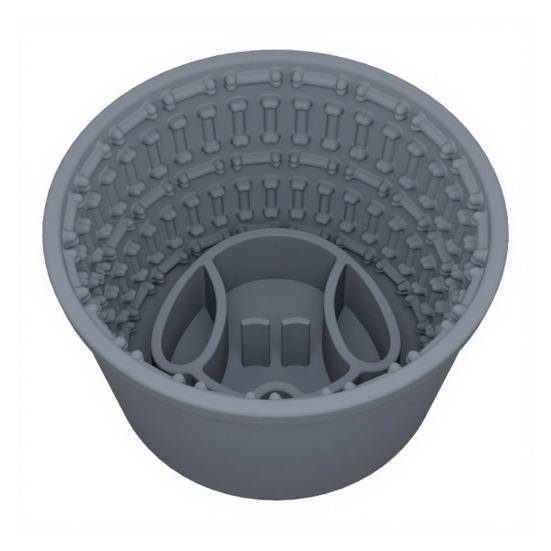 Миска-лизун для медленного кормления собаки способствует здоровому и спокойному питанию. Текстурированная силиконовая миска для собаки с присоской для всех размеров собак. Уход и время еды.