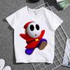 Children's round neck white cartoon game T-shirt
