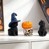 Фигурка кота на Хэллоуин, Статуэтка кота из смолы в шляпе ведьмы/с луной/с тыквой/с черепом для Хэллоуина, Декор для стола, камина, полки, рабочего стола