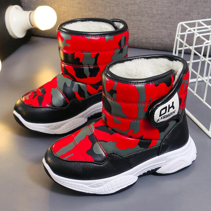 Зимние высокие ботинки для девочек, детская хлопковая обувь, спортивная обувь, водонепроницаемая, плюс бархат, теплая, сверхлегкая, для мальчиков, зимняя спортивная обувь