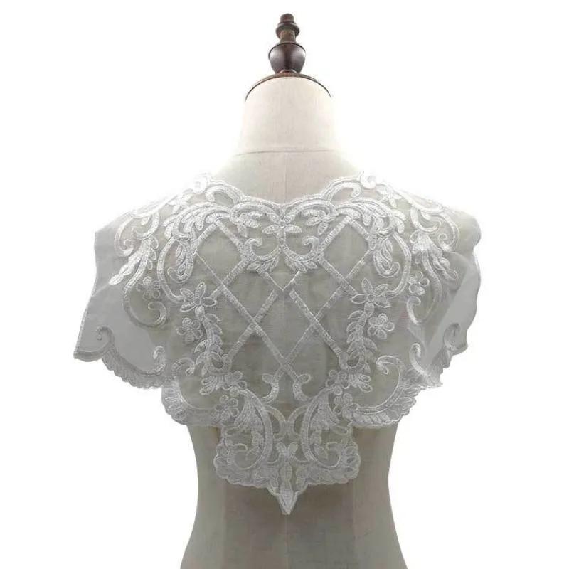 Beautiful White Lace Floral Embroidery Front Collar Rear Collar Sleeves Woman's Clothing Sewing Accessories