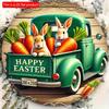 1pc 2d Flat Vibrant Happy Easter Bunny Round Wooden Sign - 20cm Colorful Spring Wreath Wall Art for Home, Cafe & Restaurant Decor Durable Easy To Hang