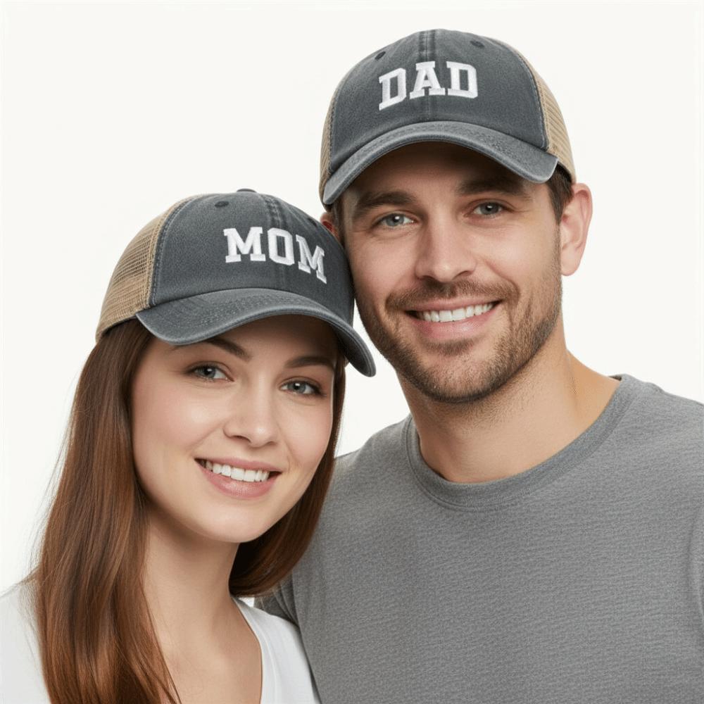 Visors DAD MOM Baseball Hats Mesh Net Sunscreen Hats Washed Distressed Faded Cap for Man Women