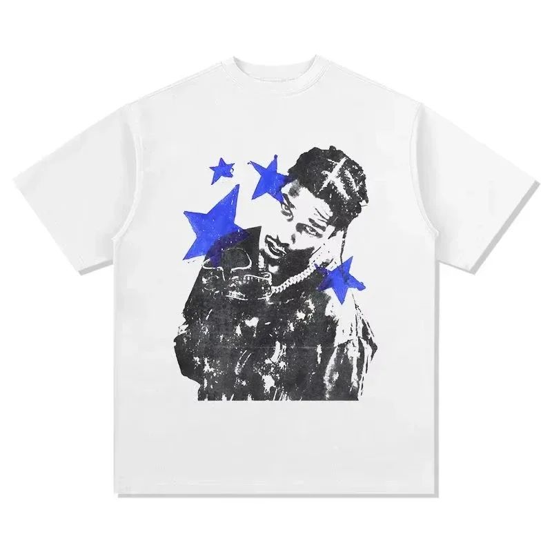 HIP HOP High Street Gothic Футболки Портрет AAP Повседневные Топы Harajuku ASAP ROCKY Футболка с коротким рукавом Унисекс