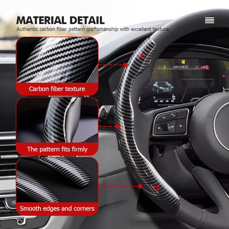 For Mitsubishi 2PCS New Carbon fiber Car Steering Wheel Cover Non-slip Protector Sleeves Outlander Lancer Cross Colt Xpander