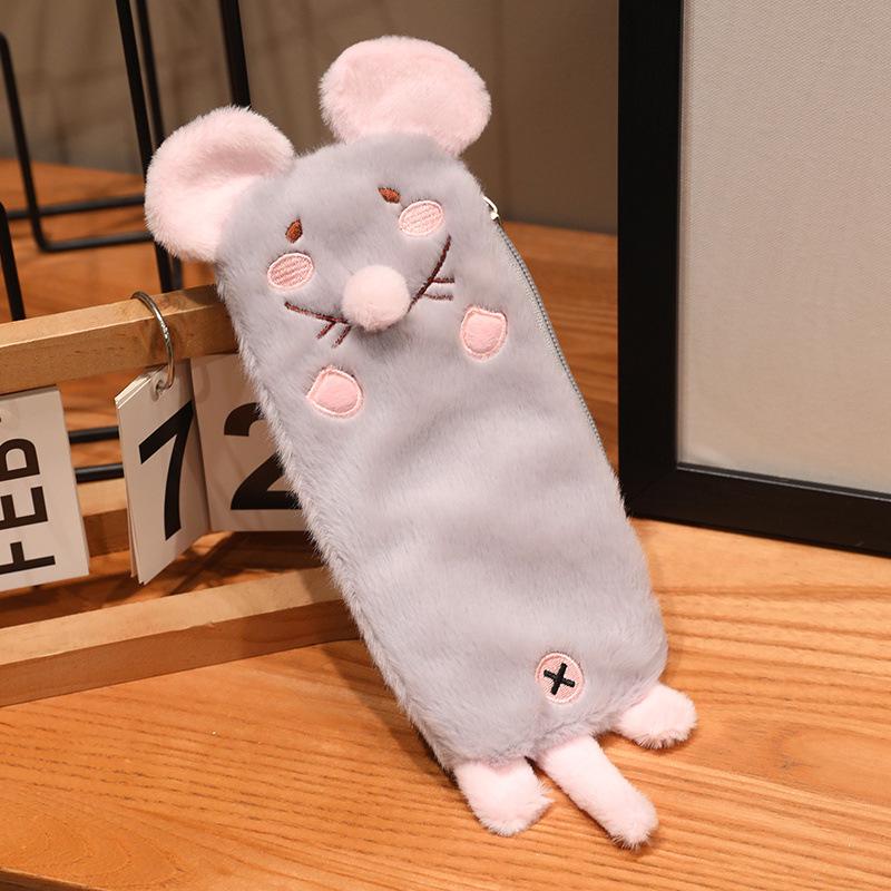 Large Capacity Cute Cartoon Hamster Plush Pencil Case for Kids