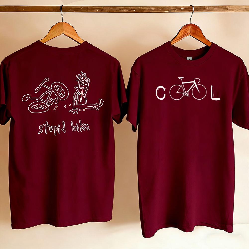 Cartoon Casual Short Sleeve Crew Neck TShirt for Unisex Novelty Graphic Tee Stupid Bike Cool Print Regular Fit Vintage Aesthetic