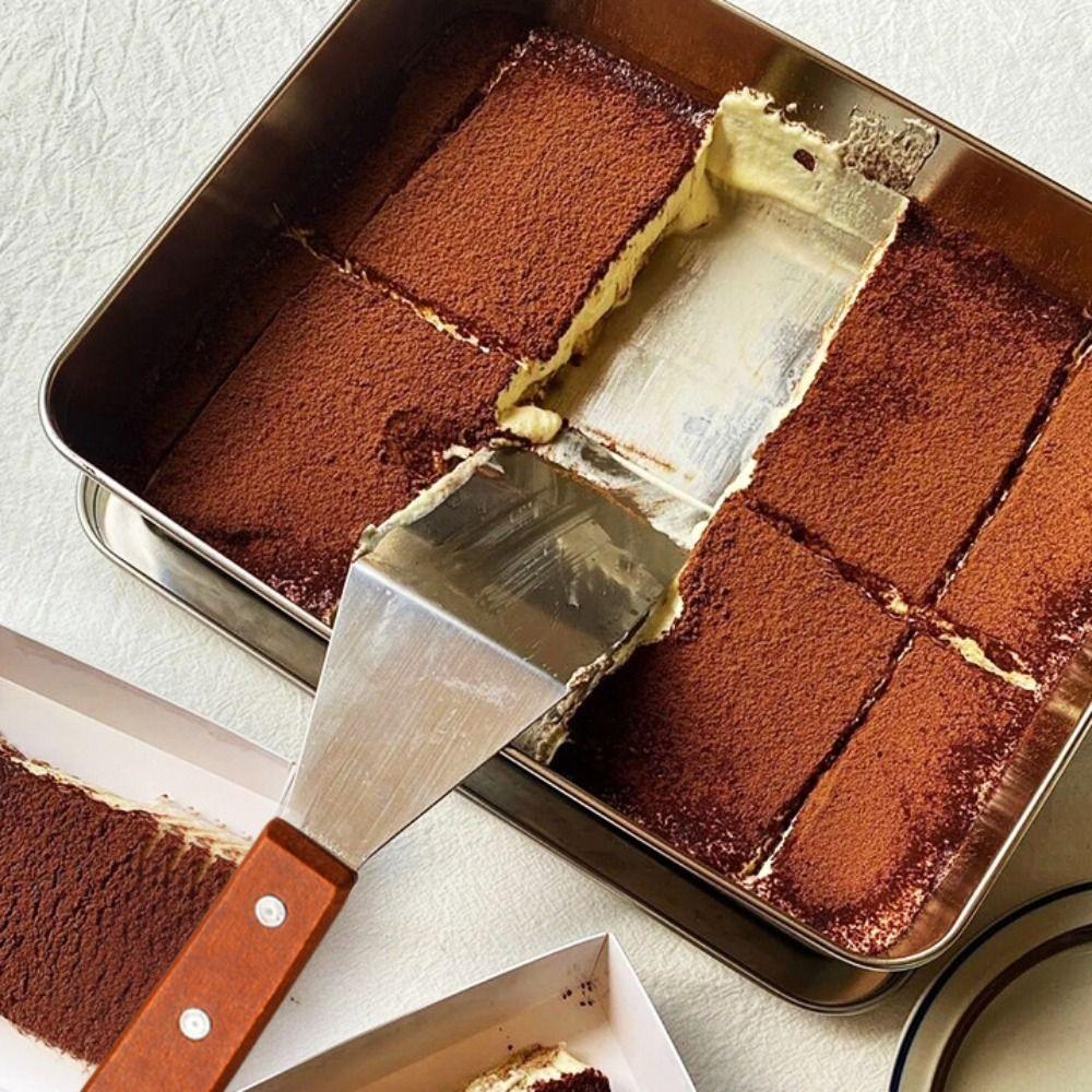 with Hole Square Head Steak Spatula Wood Handle Frying Pan Spatula Pizza Shovel  Tiramisu