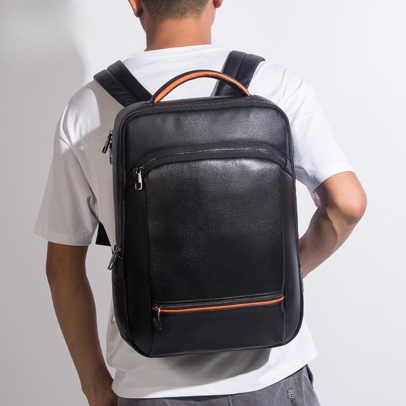 Кожаный мужской рюкзак, верхний слой из коровьей кожи, деловой рюкзак с USB-кабелем, стильная повседневная сумка для компьютера