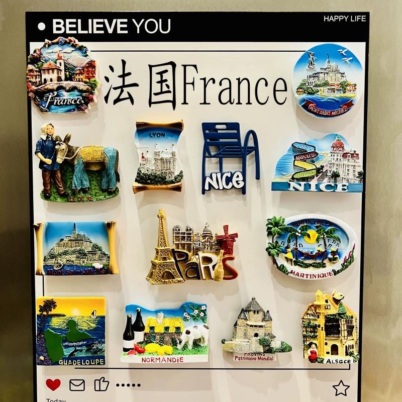 France Paris Saint Michel Mountain Resin Fridge Magnet Stickers Travel Souvenir Gift Landscape Refrigerator Magnet Home Kitchen Decor