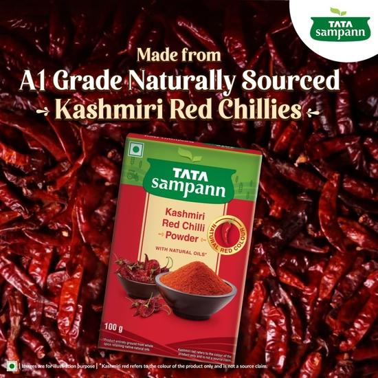 TATA Sampann Kashmiri Red Chilli Powder with Natural Oils, 100g, Kashmiri Lal Mirch Powder, With Exclusive Recipe