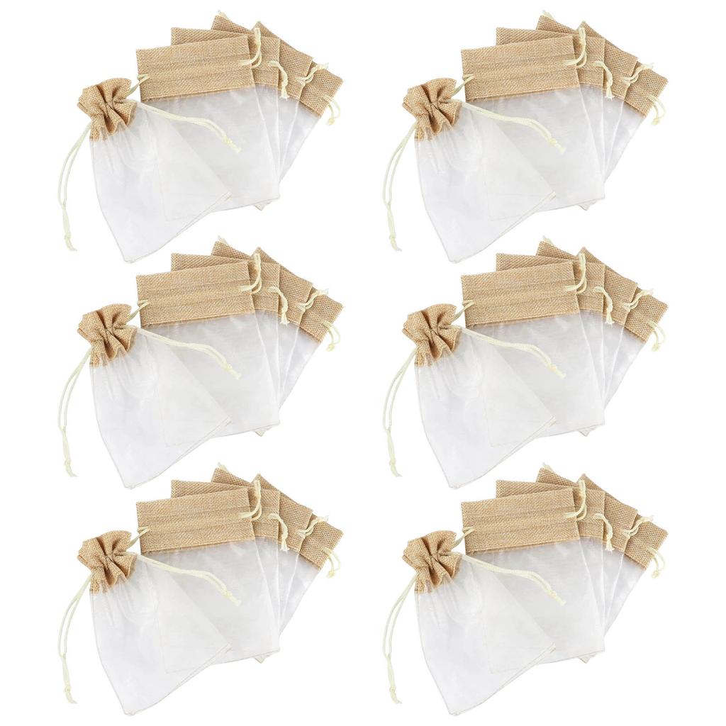 Multipurpose Pack of 30 Sturdy Organza Linen Drawstring Storage Bags for Jewelry Storage and Gifts Packaging Use