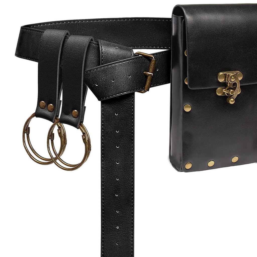 Steampunk Leather Phone Bag - Medieval Belt Accessory for Renaissance Cosplay