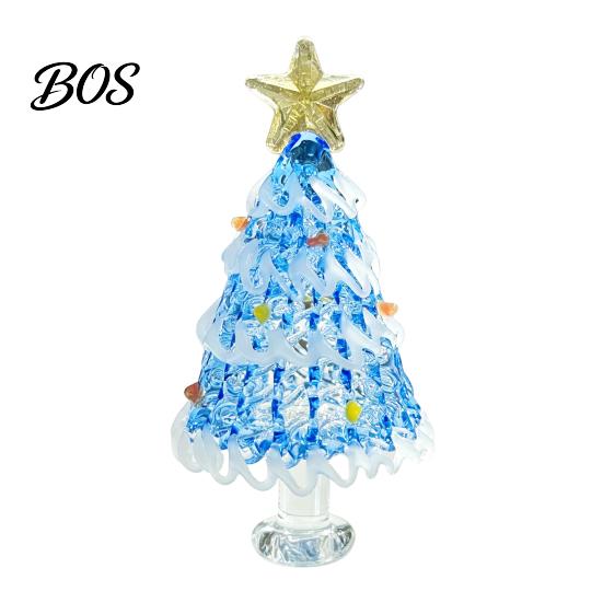Office Holiday Table Decor Hand Blown Glass Christmas Tree Figurine, Mini Tabletop Small Gifts Xmas Ornament, Handmade Desktop Decoration Unique