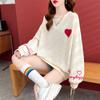 Autumn and Winter New Thickened Japanese Love Sweater Women's Round Neck Personalized Embroidery Embroidered Long-sleeved Jacquard Sweater Women