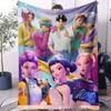 K-POP Demon Hunters Flannel Blanket Soft Warm Throw Character Collage Pattern Sofa Bed Cover Travel Camping Nap Cape Fans Gift